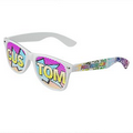 White Logo Lenses Custom Printed Lenses Retro Sunglasses - Full-Color Full-Arm Printed